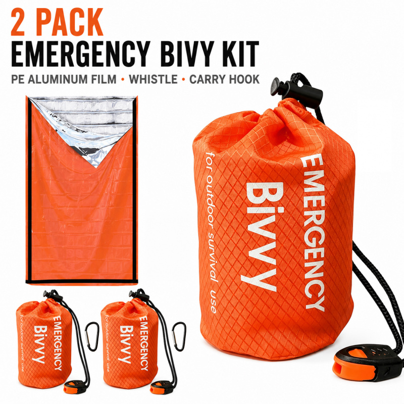Bivy Bag Emergency - 2-pack noodslaapzak, PE aluminiumfolie bivakzak met