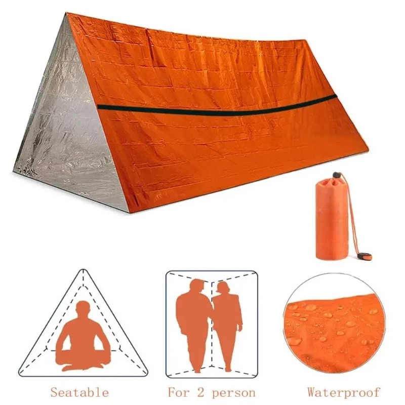 Emergency Mylar Tent - 2-persoons noodopvangtent overlevingstent kit Mylar buitentent
